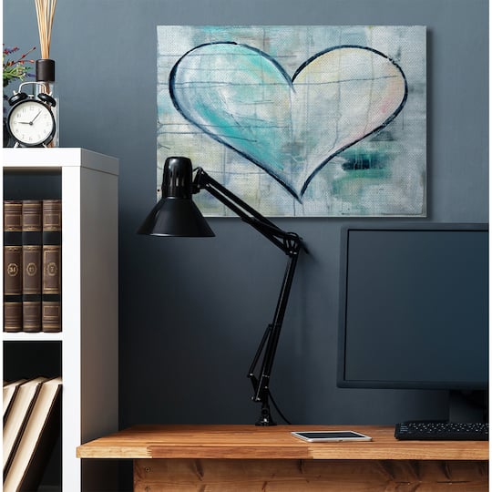 Stupell Industries Blue & White Graffiti Heart Painting Canvas Wall Art